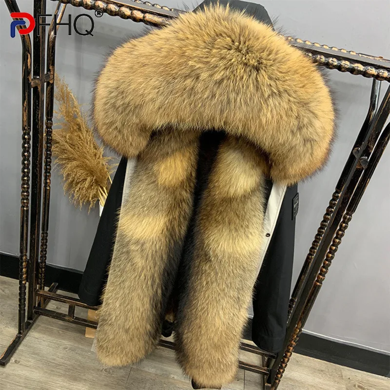 

PFHQ 2023 New Men's Stylish Thicken Warm Parka Mink Fur Liner Ferret Detachable Long Coat Luxury Elegant High Quality Clothes