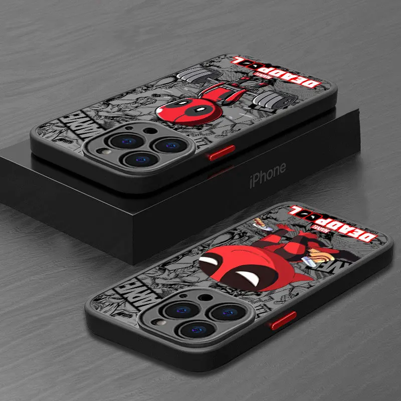 Фото Забавный модный чехол для телефона Marvel Deadpool для iPhone 17e 17 16e 16 15 14 13 12 11 Mini Pro Air Max X XSMax Plus, матовый прозрачный чехол №3