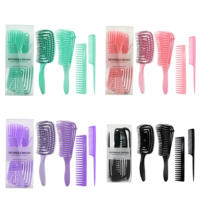 

4pcs Anti-Static Comb Detangling Hair Brush Scalp Massage Combs Hairdressing Styling Tools for Salon Home Use