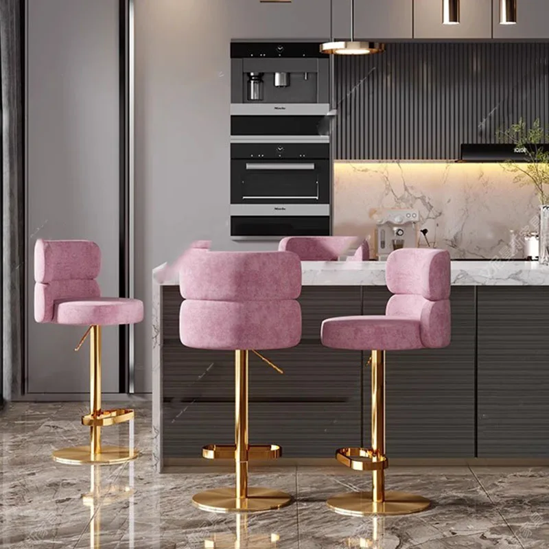 Простые барные стулья с регулируемой спинкой бархатные удобные Современные