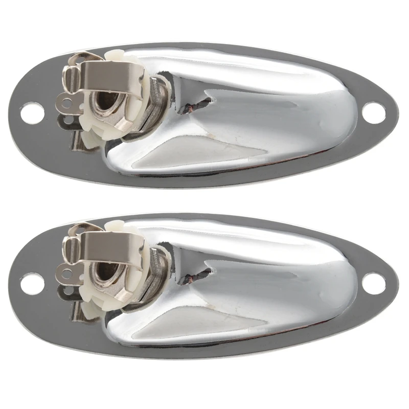

2Pcs Boat Guitar Jack 1/4 Inch Input Output Jack Plate Socket 6.35Mm Chrome Silver For FD Strat Style Guitar Parts