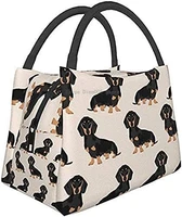 portable insulation bag cute dachshund or doxie pattern lunch bag multifunctional zipper package for school work office picnic