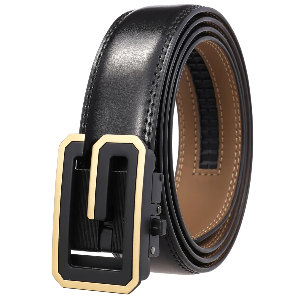 Men Fashion Designer Belt Cowhide Genuine Leather Belts For Men Luxury Automatic Buckle G Belts Brown Black Formal Dress Belt