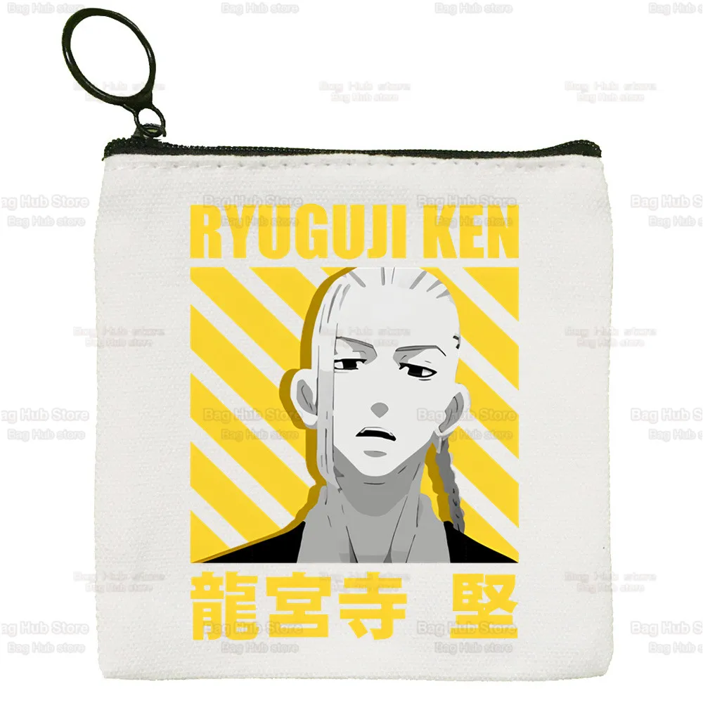 Tokyo Revengers Simple Canvas Coin Purse Cute Cartoon Japanese Anime Manjiro Takemichi Key Case Lady Bag Coin Storage Bag