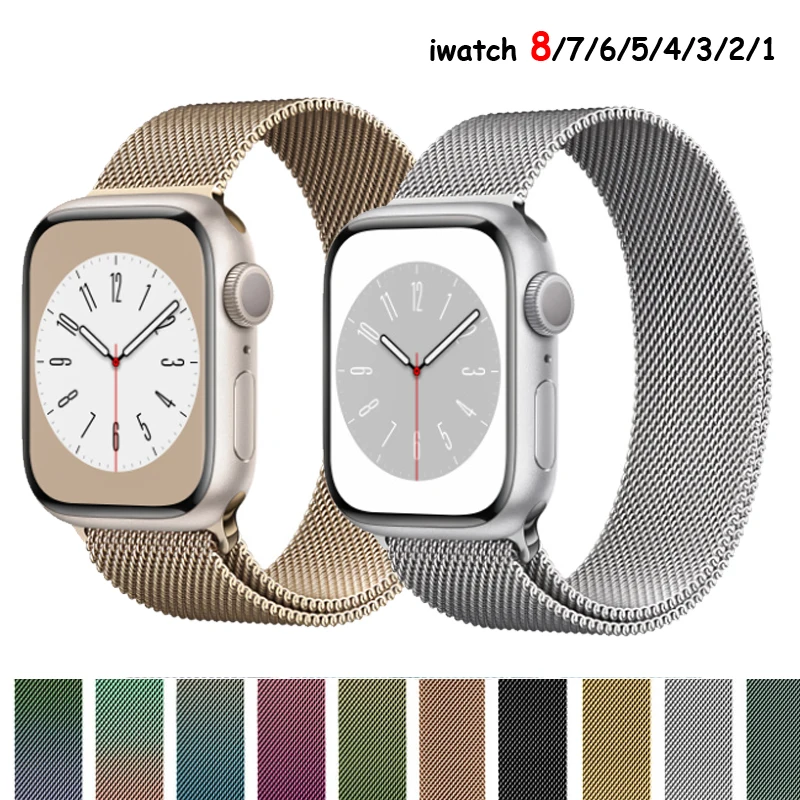 

Ремешок магнитный для Apple Watch band Ultra, браслет из нержавеющей стали для iWatch 4 5 6 7 8, 49 44 мм 40 мм 45 мм 41 мм 38 мм 42 мм