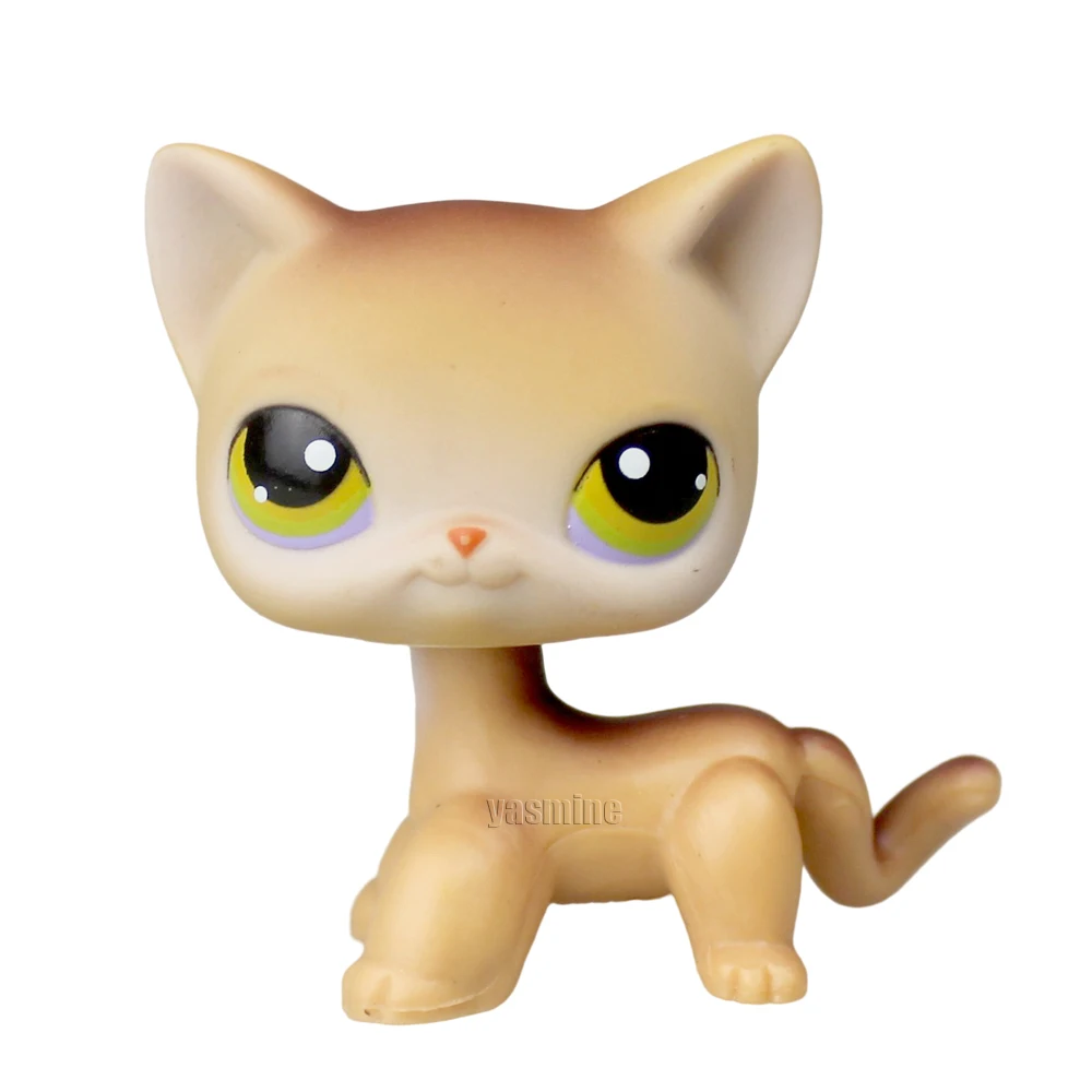 

YASMINE Rare Pet Shop Brown Tan Shorthair Cat Kitty Green Eyes lps#19