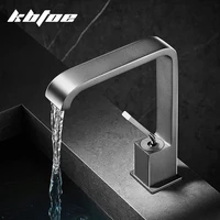 Modern Waterfall Bathroom Basin Faucet Brass Deck Mounted Single Handle Crane Vanity Cabinet Sink Mixer Tap Gray/Black/White