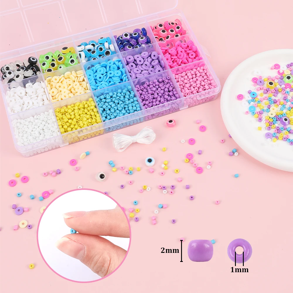 Makersland Набор браслетов из глиняных бусин комплект с дьявольским глазом для