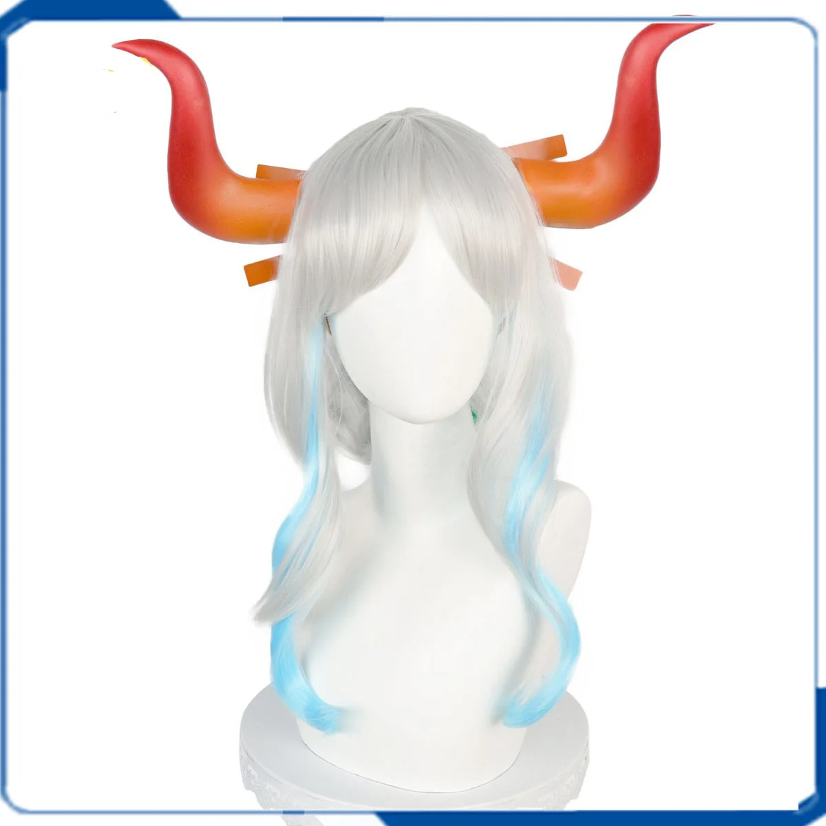 

Anime One Piece Yamato Cosplay Wig 70cm Long With Horns Prop Hair Women Halloween Party Wigs + Wig Cap Party Role Play Costume