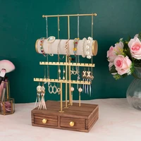 2022 new jewelry rack tree with 4 t shape metal bars jewelry display stand holder storage drawer for long necklace bracelet ring