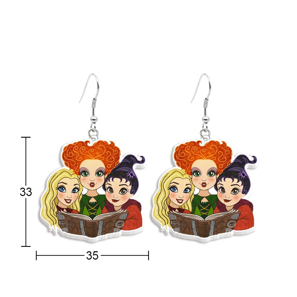 Забавные серьги-подвески Хэллоуин в виде героев мультфильма хокус покус