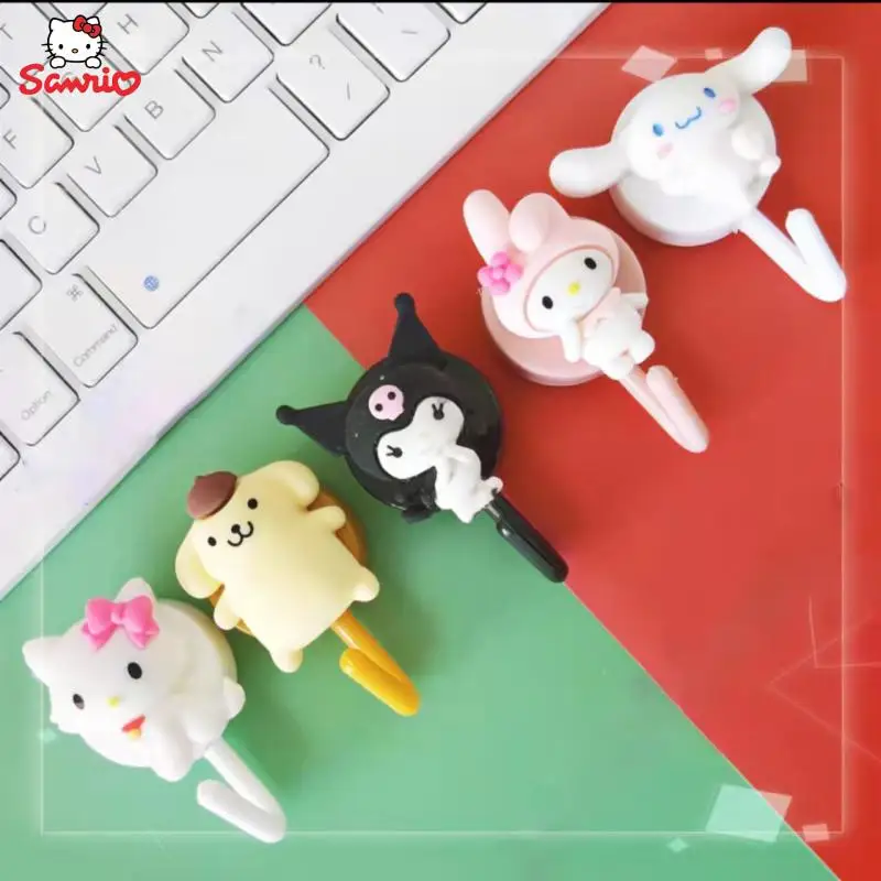 

Новинка крючок Sanrio Melody Kuromi Hello Kitty декоративный мультяшный настенный крючок для хранения двери спальни клейкий крючок детские игрушки подар...