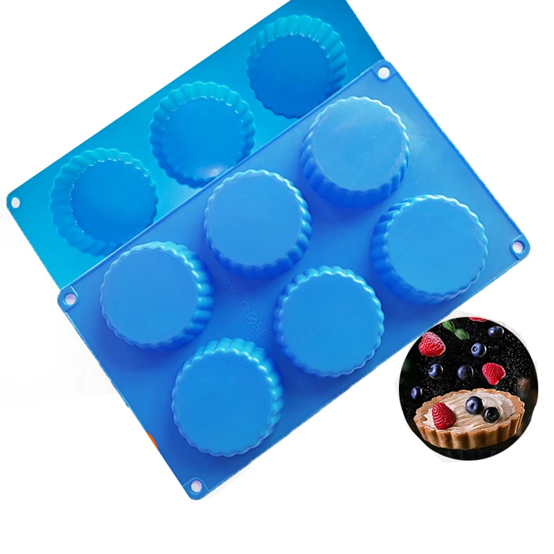 

6 Cavity Silicone Cake Mold Mini Tart Pie Pan Silicone Baking Pan Chocolate Almond Peanut Butter Cup Mold