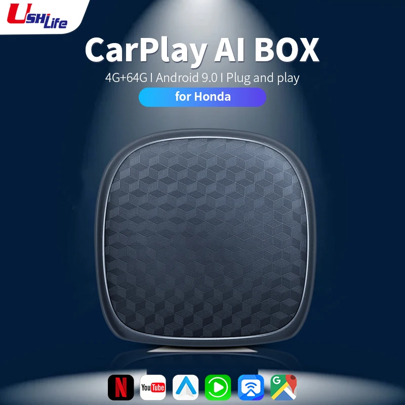 

Ushilife CarPlay Ai Box Plus Android 9 беспроводной CarPlay Android Авто YouTube Netflix IPTV 8 ядер Play Store 4G LTE для Honda