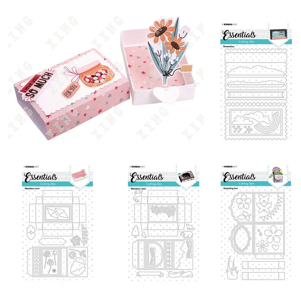 

Floral Leaves Bear Trees Cloud Patterns Theater Exploding Matchbox Cutting Dies Diy Craft Paper Scrapbooking Embossed Decor Mold