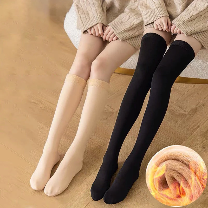 

Women Winter Warm Thicken Thermal Socks Girls Soft Velvet Solid Color Calf Sock Wool Cashmere Home Snow Boots Floor Stockings
