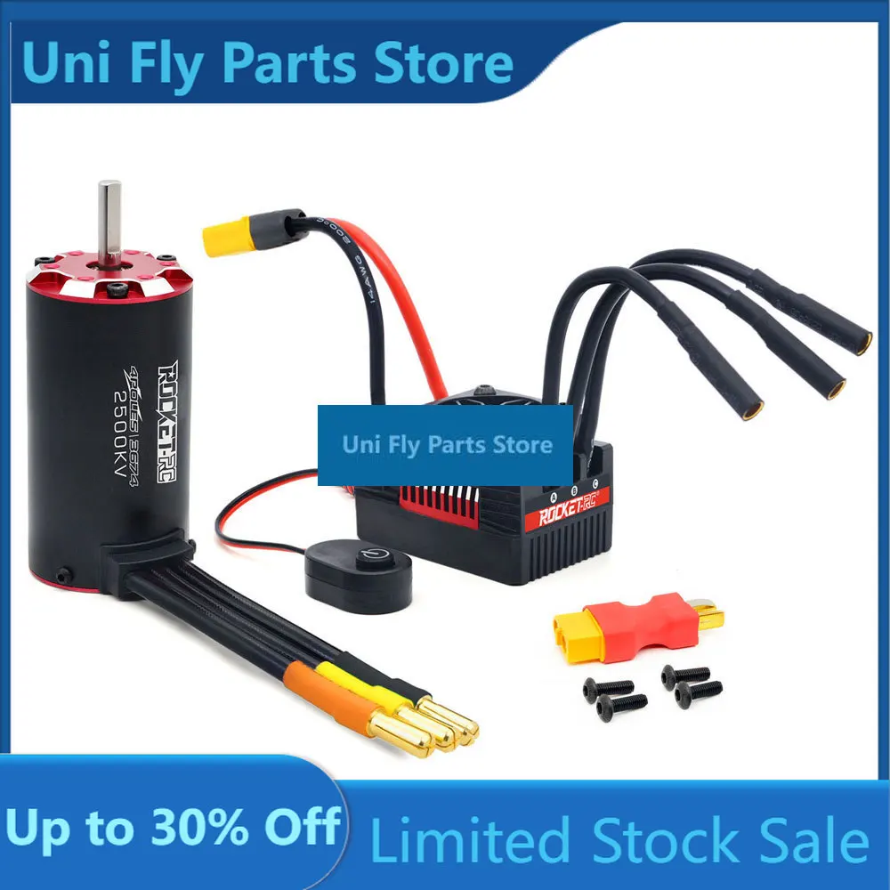 Фото Бесщеточный двигатель UniFlyROCKET RC Supersonic V2 3650 3660 3665 3670 3674 с датчиком температуры и комбо-контроллером ESC 60A/90A/110A для радиоуправляемых моделей 1/8 и 1/10 №1