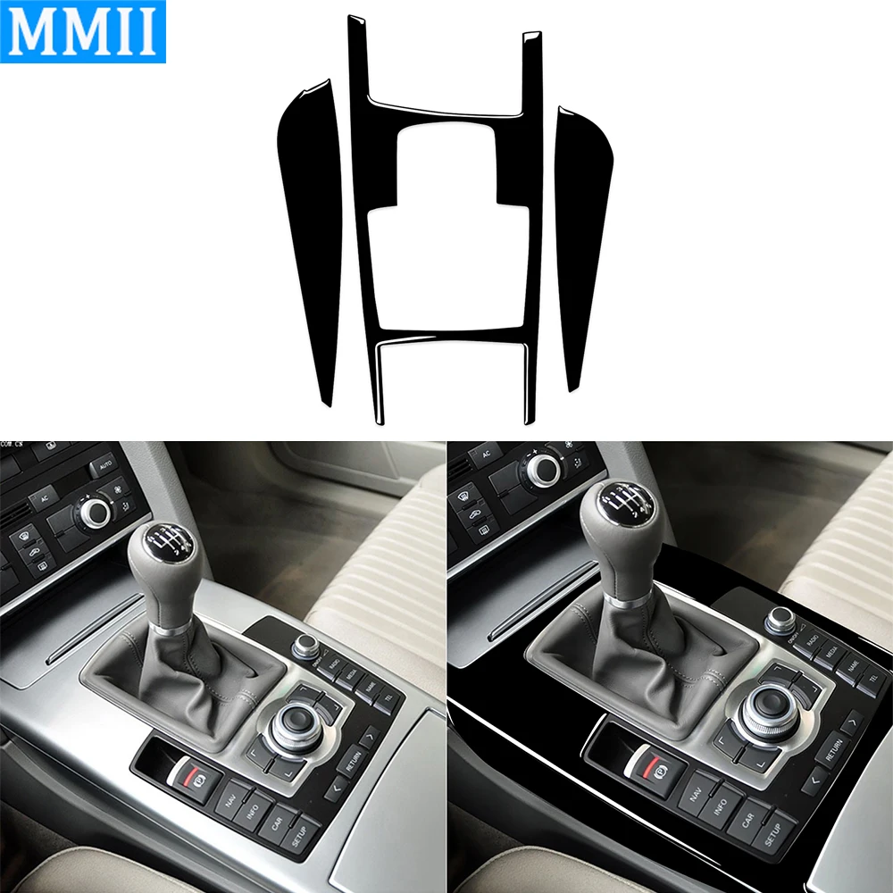 

Черная панель переключения передач для Audi A6 2005-2011, декоративное украшение интерьера автомобиля, наклейка