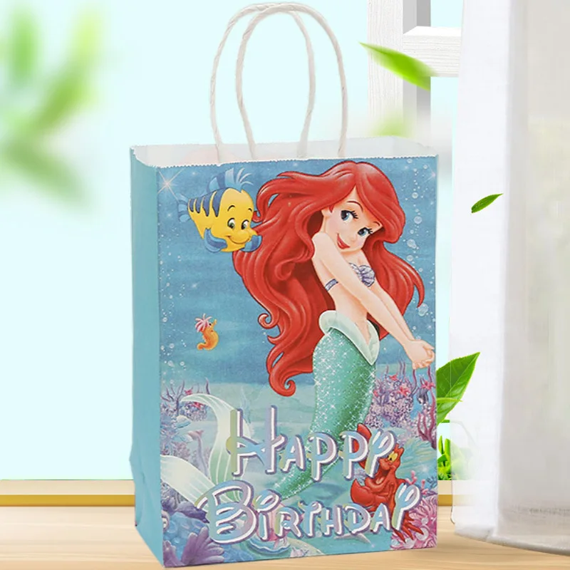 Подарочный пакет Тема Русалочка Ариэль, 5/40 штук, бумажный крафт, для дня рождения и вечеринки под водой.