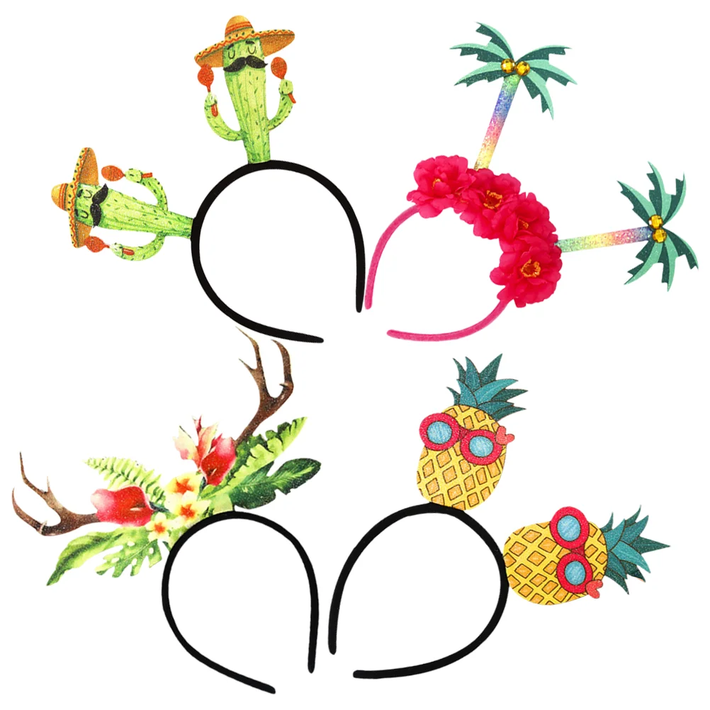 

4 Pcs Pineapple Coconut Headband Party Hairband Kids Children Clothes Festival Decors Men Accessories Clothing