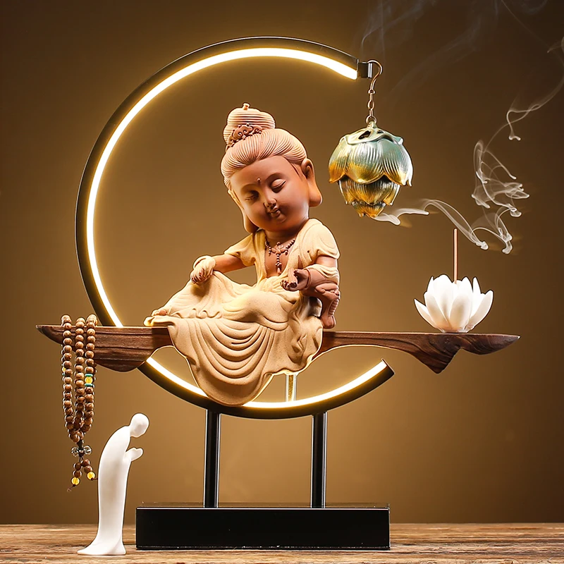 

Holder Incense Burner Waterfall Lotus Vertical Electric Reflux Backflow Incense Burner Zen Garden Light Encensoir Home Decor