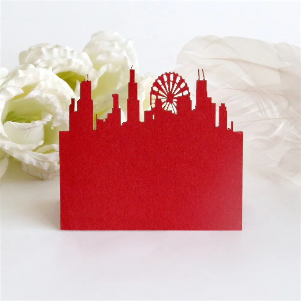 

Карты место Чикаго Skyline/карточки с колесами обозрения/карточки для пищевой палатки/свадебные сидячие карточки/карточки с именем стола/сказочные Детские карты