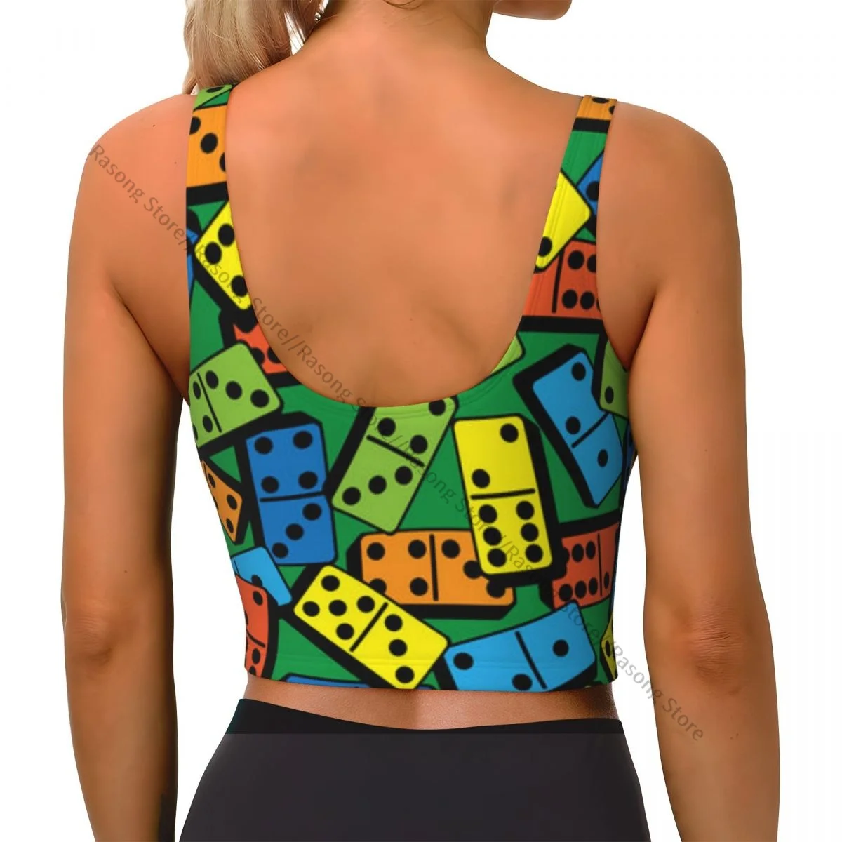 Женский сексуальный спортивный жилет для казино с красочным узором домино