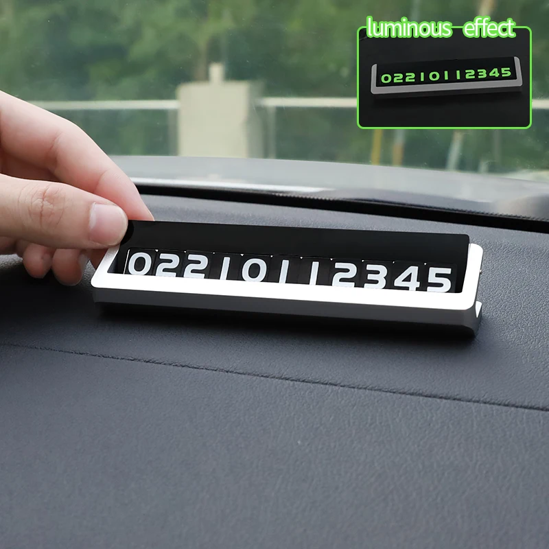 

Metal car temporary parking card rotatable number hidden double-sided car modeling parking phone number plate car accessories