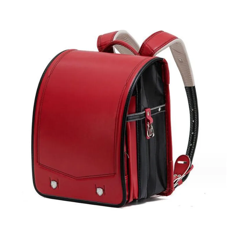 

Школьная сумка в японском стиле для детей, водонепроницаемый ортопедический рюкзак из искусственной кожи с цветной строчкой для начальной школы 1-3, сумка для книг с металлической застежкой