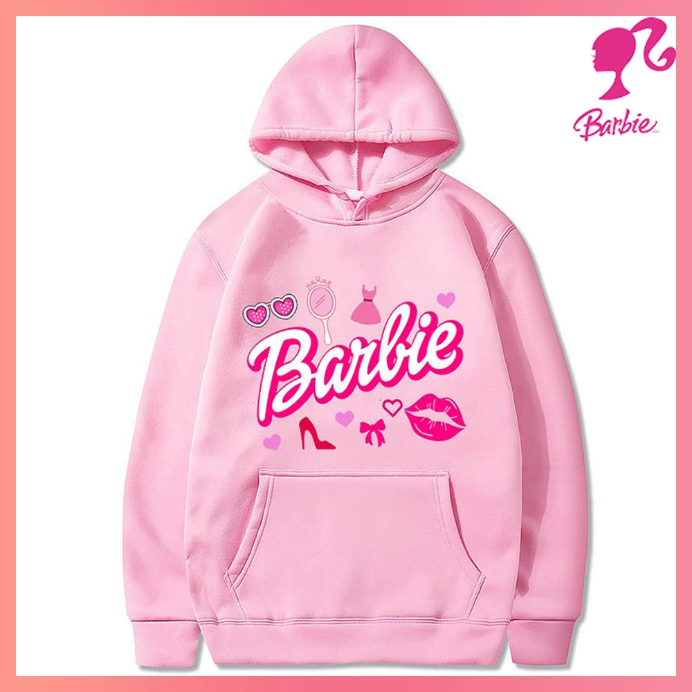 

Hot Barbie Hoodies Fashion Women Men Letter Printing Oversized Sweatshirt Hip Hop Trend Unisex Couple Casual Loose Pullover Gift