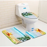 beach series 3pcs set bathroom non slip pedestal rug lid toilet cover bath mat floor mat door mat bathroom carpet