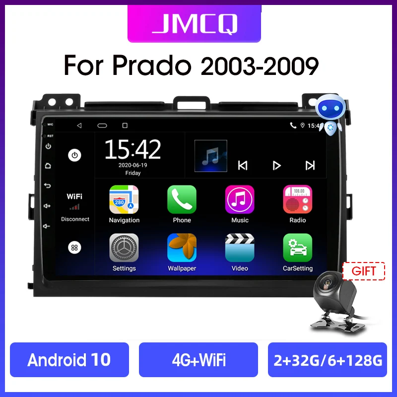Автомагнитола JMCQ 2 din Android 10 мультимедийный видеоплеер для Toyota Land Cruiser Prado 120 Lexus GX470