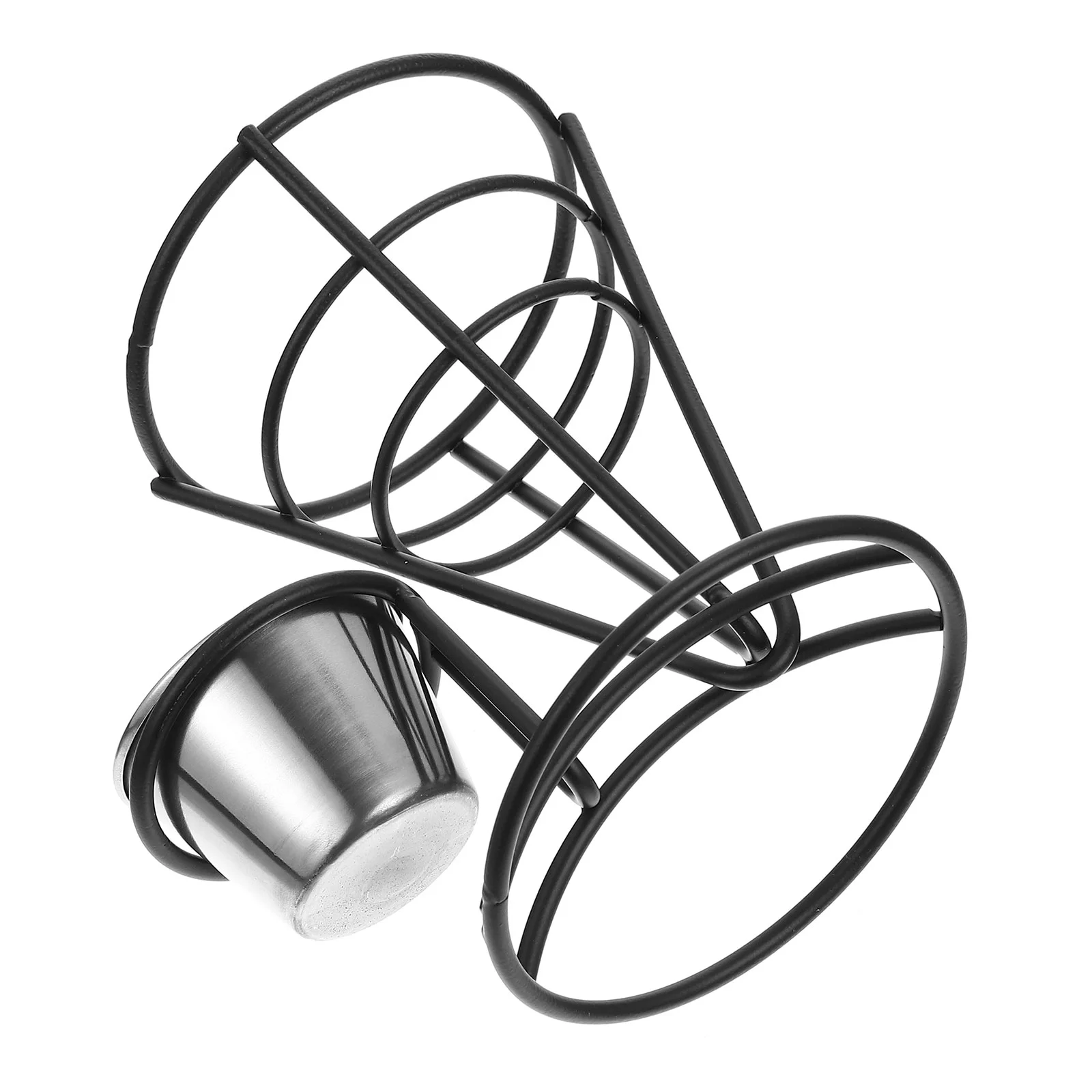 

French Basket Fry Holder Fries Cone Metal Chip Fried Dip Wire Cup Serving Black Hold Stand Appetizer