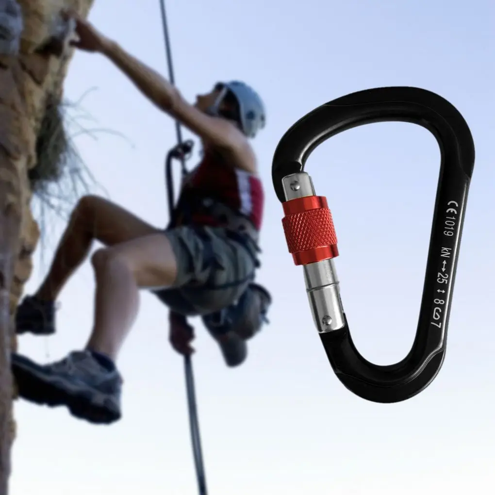 

Locking Carabiner Safety Caving 25KN Loadbearing Keychain Clip Buckle