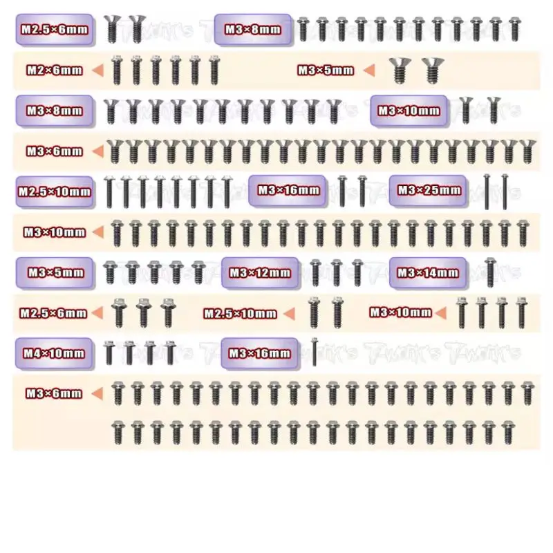 

Оригинал, T Рабочий, TSSU-750EVO 64, набор титановых винтов (головка НЛО) 159 шт. Профессиональная деталь Rc (для Serpent 750 EVO)