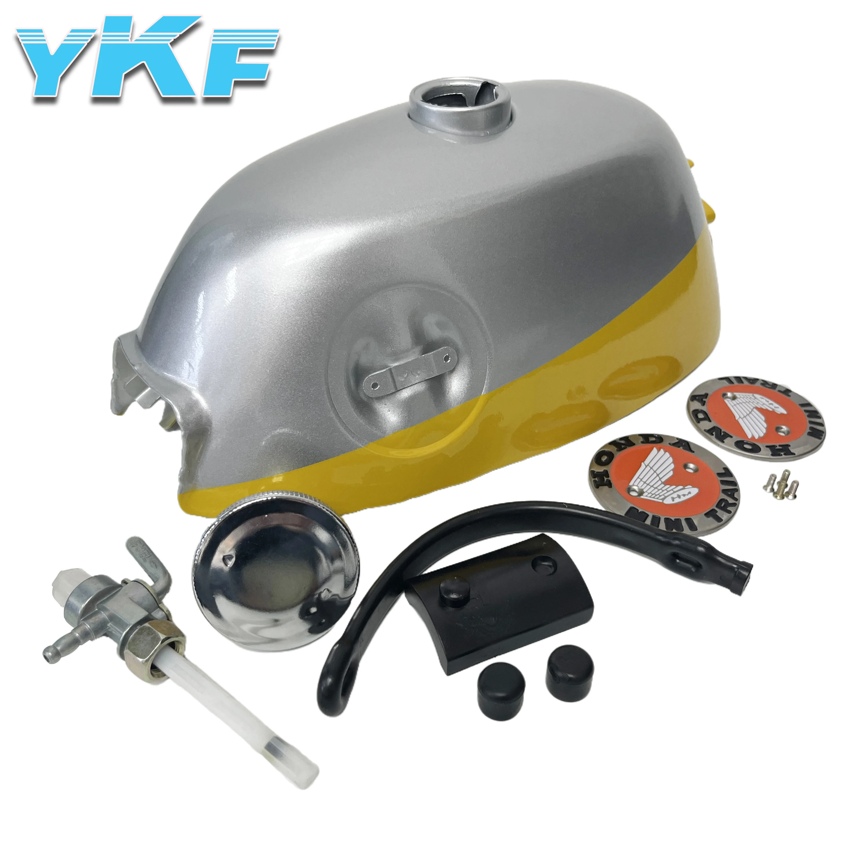 Мини-мотоцикл Z50 K0 K1 1968-1970 стальной бензиновый бак серебристый/желтый