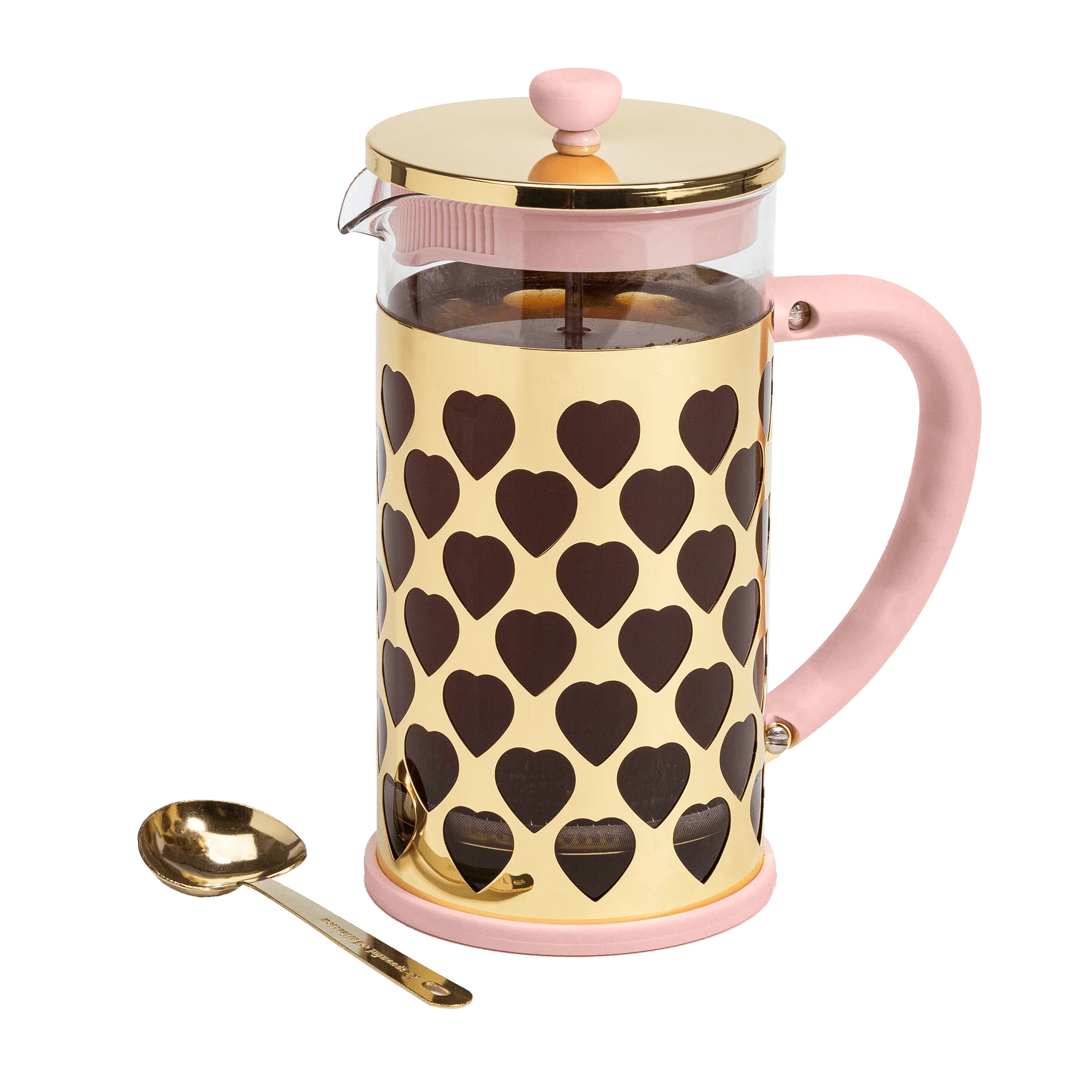 

French Press Coffee Maker with Heart Shaped Measuring Scoop, 34 Ounce, Pink