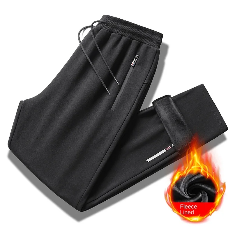 

Флисовые штаны для бега 2022, зимние повседневные Прямые хлопковые плотные спортивные длинные брюки корейской версии, мужские брюки