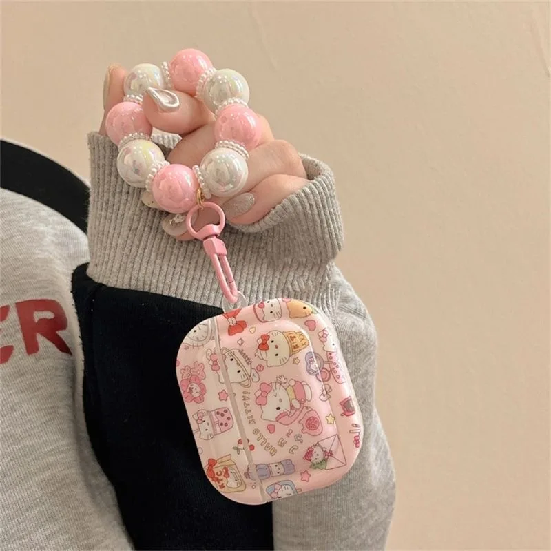 

Kawaii Sanrios Hello Kitty with Lanyard for AirPods1 2 3 Case Apple AirPods Pro 2 Case IPhone Earphone Accessories Air Pod Cover