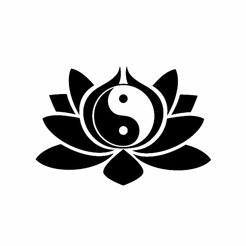 

Black/Silver Vinyl Decal Lotus Flower Yin Yang Symbol Buddhism Yoga Car Stickers 13.9CM*9.3CM