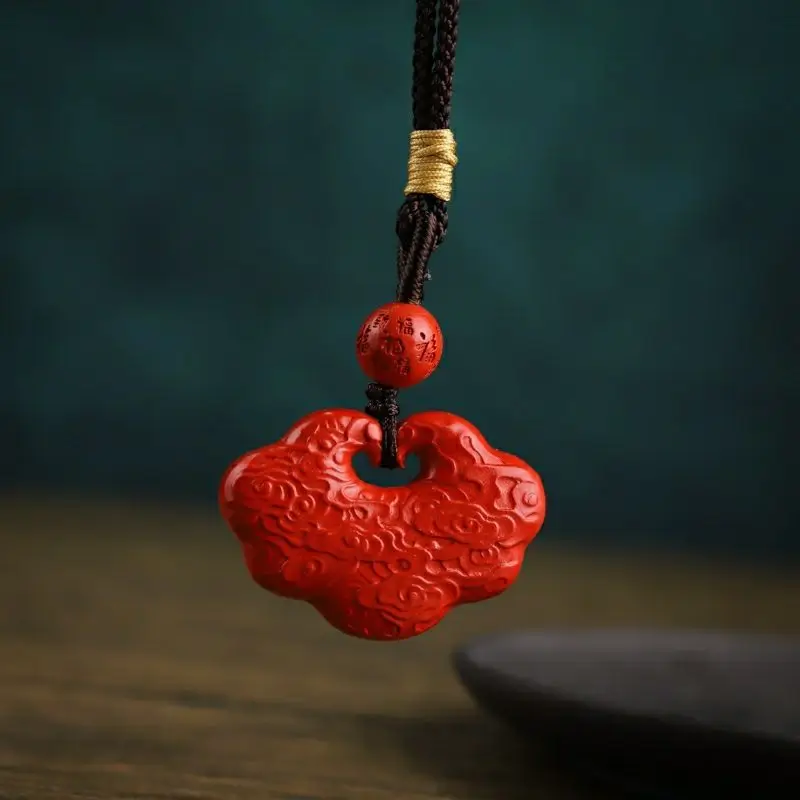 Киноварь Благоприятный Кулон С Облачным Замком Доброе Желание Высокое