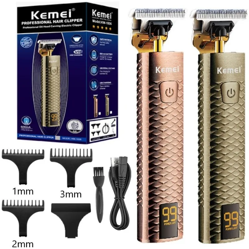 

Kemei 1936 metal shell beard hair clipper for men rechargeable electric hair trimmer barber hair cutting machine lithium battery