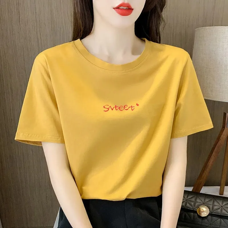 

Женская Повседневная рубашка с коротким рукавом и круглым вырезом