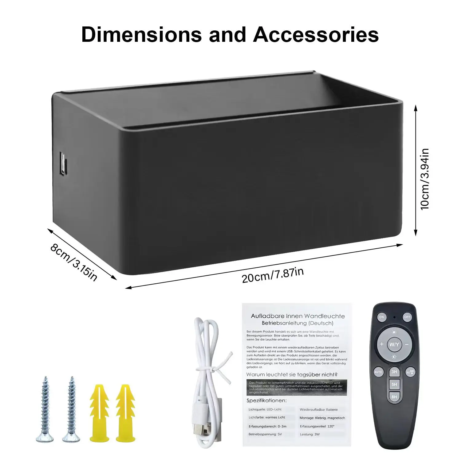 Настенный светильник с дистанционным управлением перезаряжаемый через USB