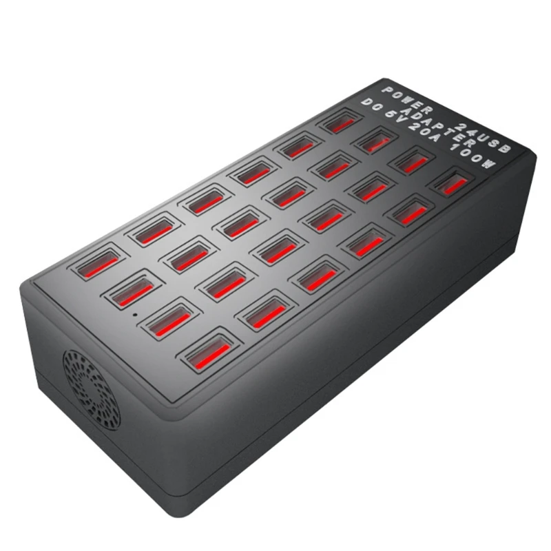 

Зарядная станция с 24 USB-портами, зарядный концентратор с широким напряжением 20 А, станция для быстрой зарядки с несколькими USB-портами, идеал...