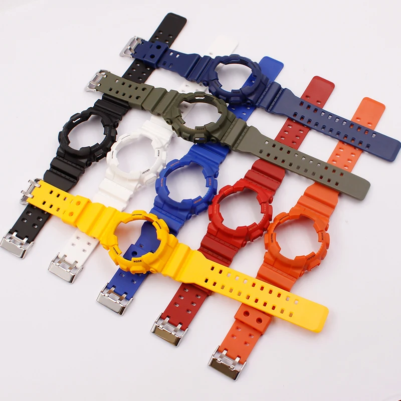 Watch Accessories For Casio G-shock GD120  100  110  100C Resin Strap Case Kit Men's waterproof sports watch belt