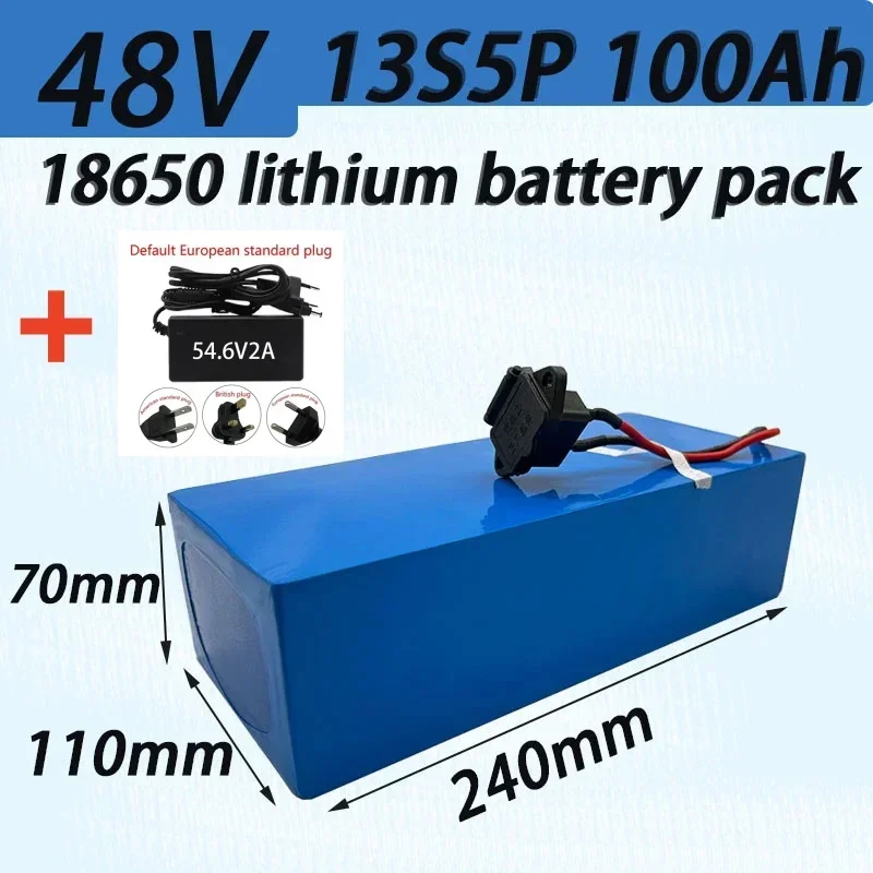 Литий-ионный аккумулятор 18650 Ач 13S5P 48 в 100000 мАч 2000 Вт Встроенный электрический