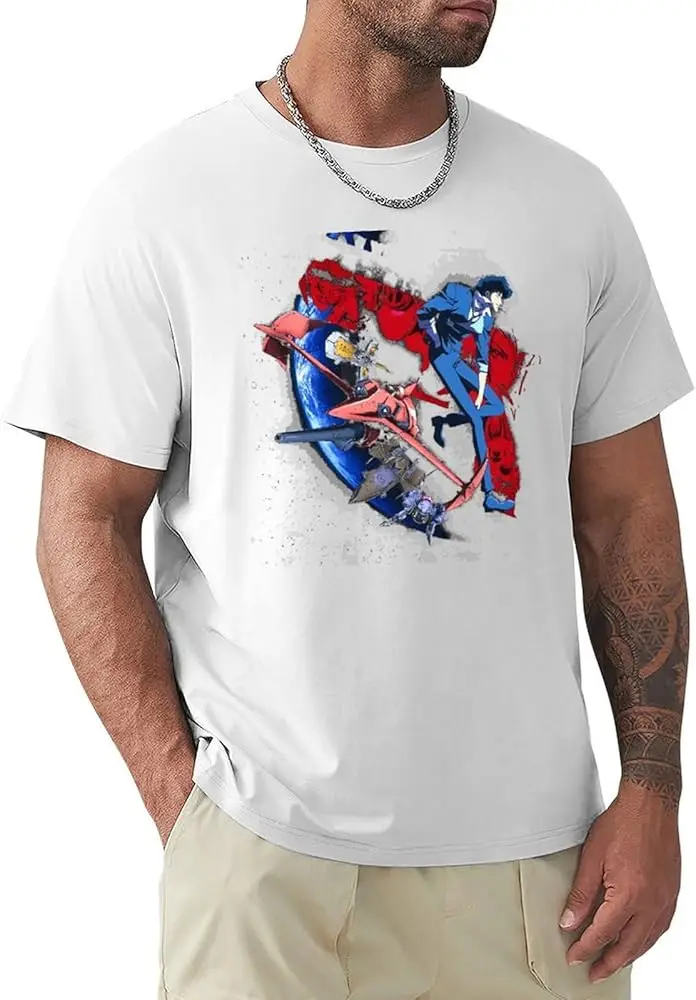 Ковбойская рубашка аниме Bebop мужская вентиляционная удобная футболка с круглым