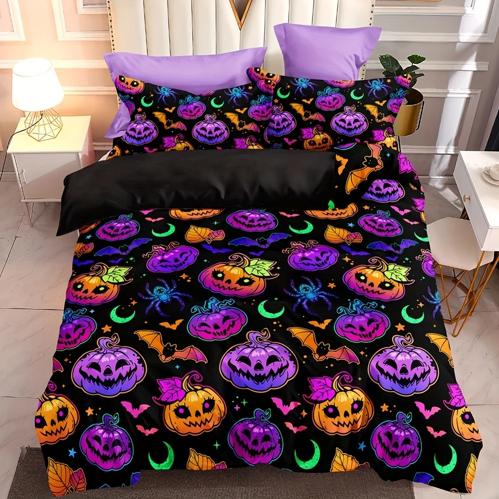 Комплект постельного белья на Хэллоуин с рисунком тыквы летучей мыши мягкий