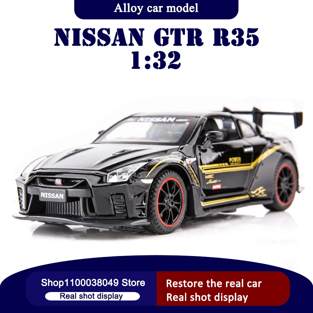 

Спортивный автомобиль Nissan GTR R35, модель автомобиля из сплава, детские игрушки, автомобиль с литыми деталями и игрушечными машинками, игрушеч...